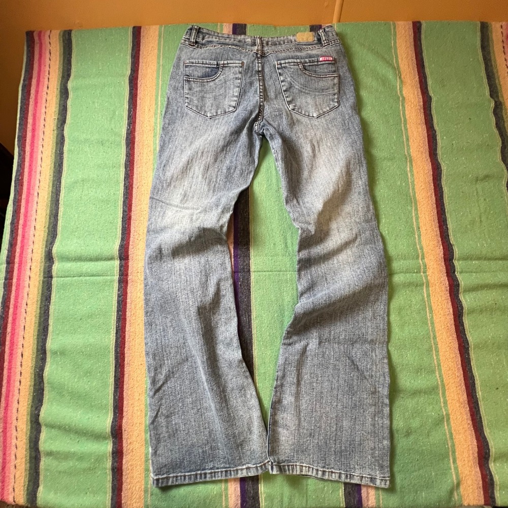 Zana-Di Flare Jeans Womens 9 Blue Light Wash Stretch Denim Y2K Retro Boho
